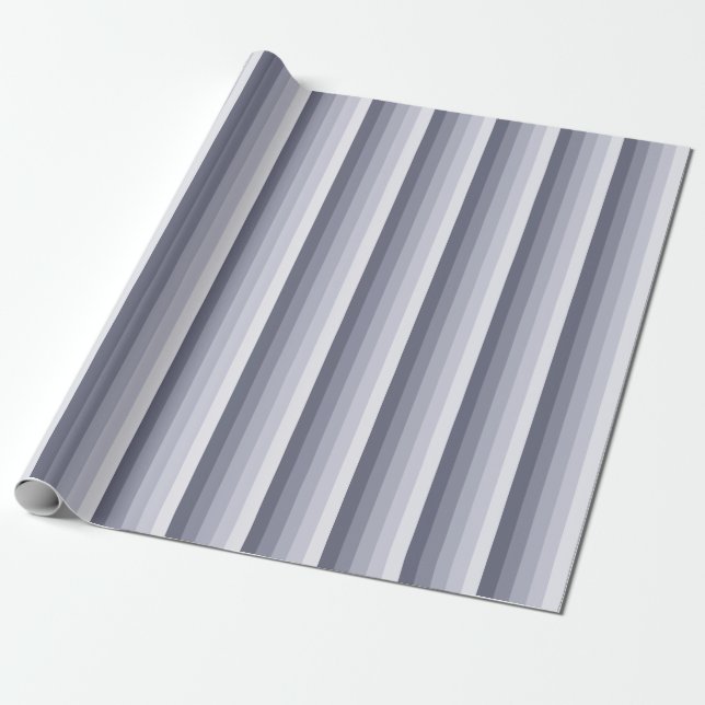 Blue grey shadow stripes wrapping paper (Unrolled)
