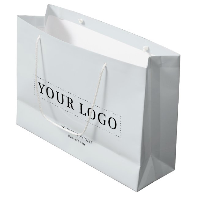 Blue Grey Simple Minimal Business Logo Gift Large Gift Bag (Front Angled)