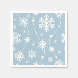 Blue Grey Snowflakes Winter Wonderland Holiday Napkin