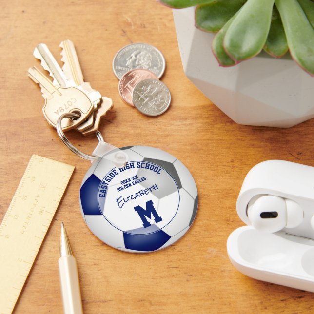 blue grey soccer team sports gifts under 10  key ring (Desk)
