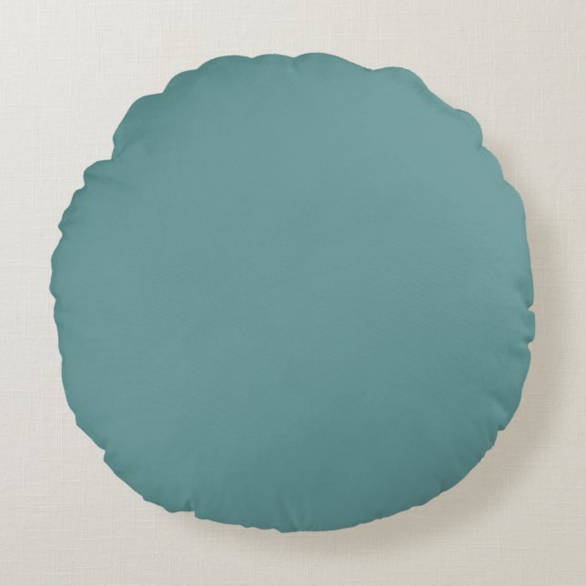 Blue Grey solid plain colour Round Cushion (Front)