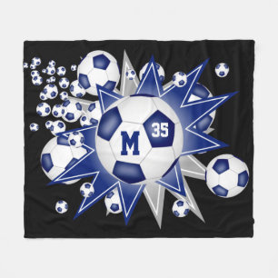 blue grey sports room decor soccer ball blowout fleece blanket