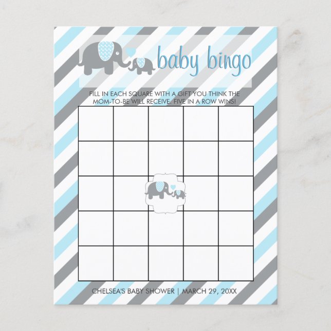 Blue & Grey Stripes Baby Elephant |  Bingo (Front)