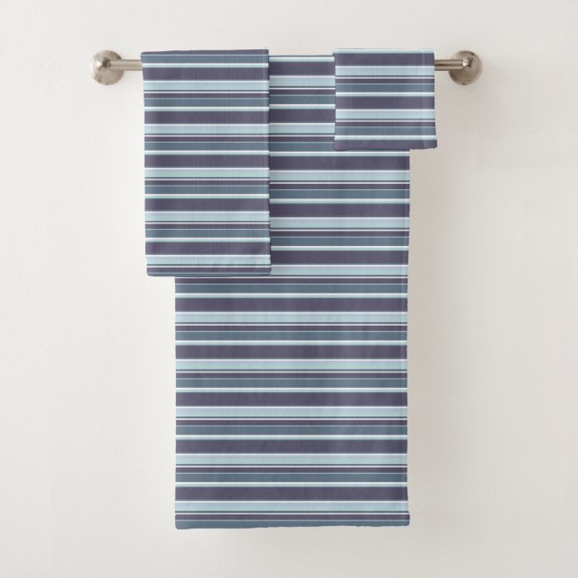 Blue-grey stripes bath towel set (Insitu)