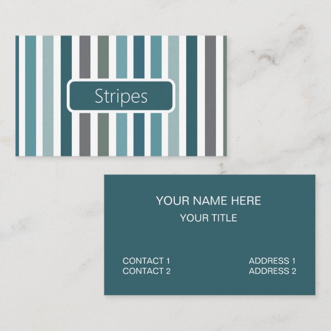 Blue Grey Stripes Business Card (Front/Back)