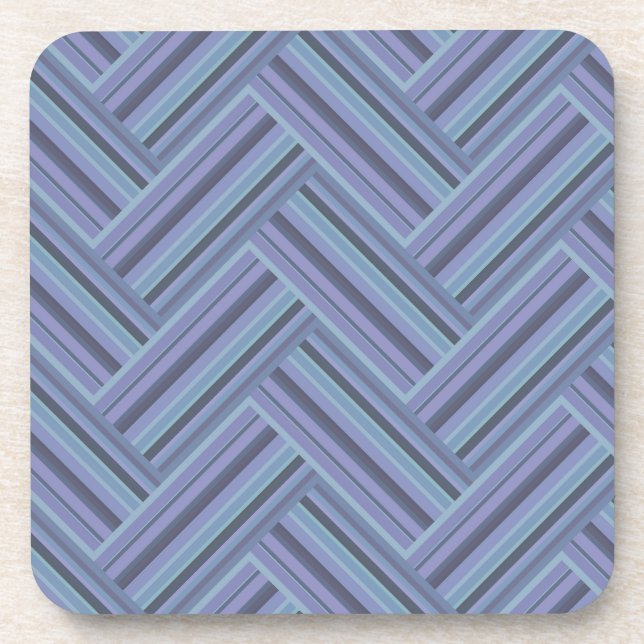 Blue-grey stripes double weave pattern coaster (Front)