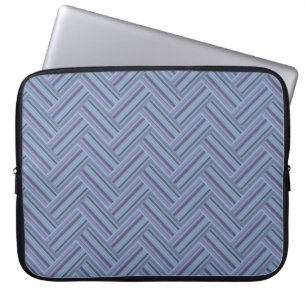 Blue-grey stripes double weave pattern laptop sleeve