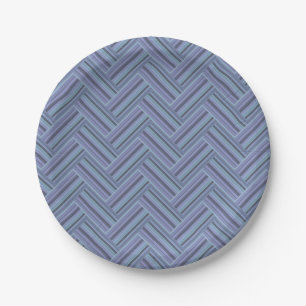 Blue-grey stripes double weave pattern paper plate