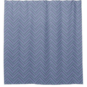 Blue-grey stripes double weave pattern shower curtain