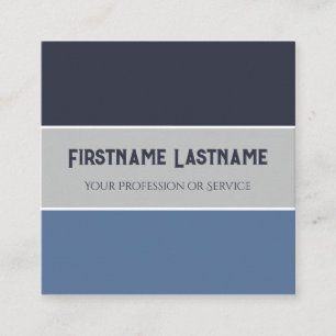 Blue grey stripes harmonic colour palette QR-Code Square Business Card