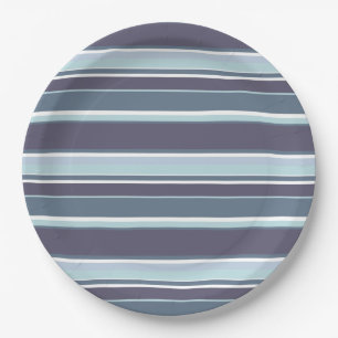 Blue-grey stripes paper plate