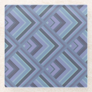 Blue-grey stripes scale pattern glass coaster