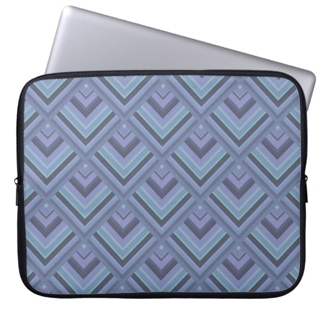Blue-grey stripes scale pattern laptop sleeve (Front)