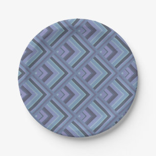 Blue-grey stripes scale pattern paper plate