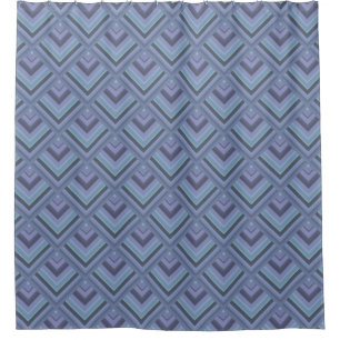 Blue-grey stripes scale pattern shower curtain