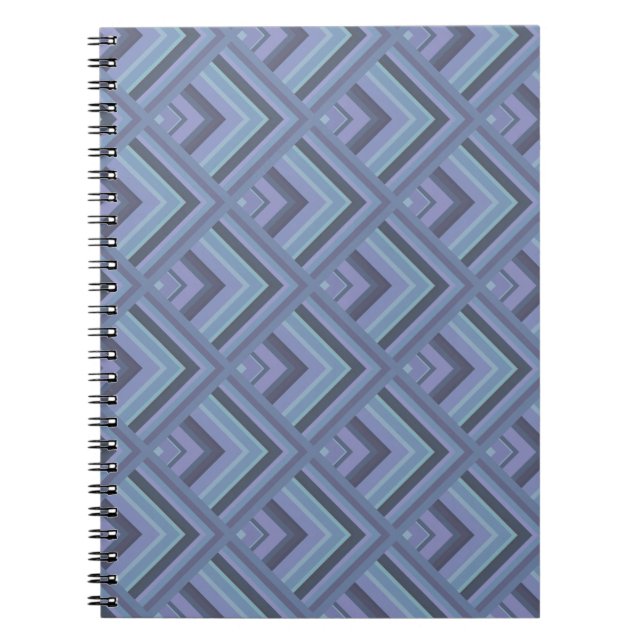 Blue-grey stripes scale pattern spiral notebook (Front)