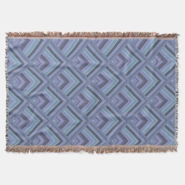 Blue-grey stripes scale pattern throw blanket (Front)