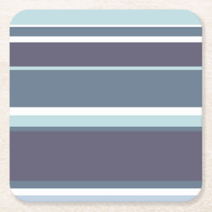 Blue-grey stripes square paper coaster