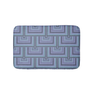 Blue-grey stripes square scales pattern bath mat