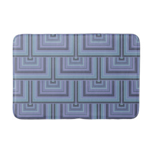 Blue-grey stripes square scales pattern bath mat