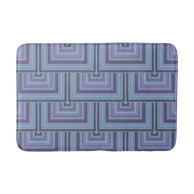 Blue-grey stripes square scales pattern bath mat (Front)