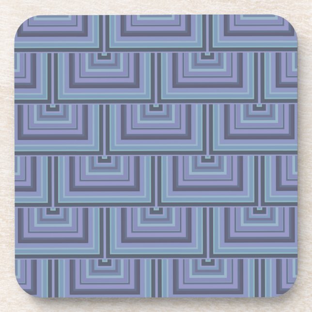 Blue-grey stripes square scales pattern coaster (Front)