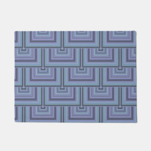 Blue-grey stripes square scales pattern doormat