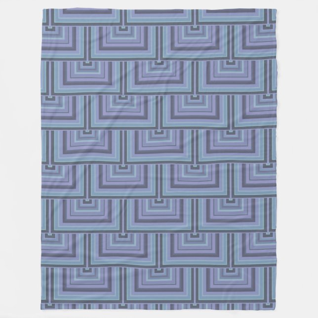 Blue-grey stripes square scales pattern fleece blanket (Front)