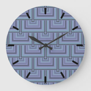Blue-grey stripes square scales pattern large clock