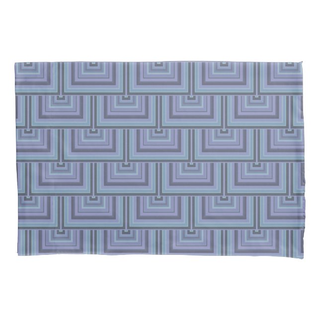 Blue-grey stripes square scales pattern pillowcase (Front)