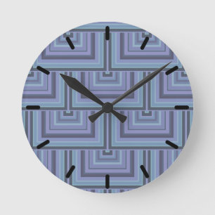 Blue-grey stripes square scales pattern round clock