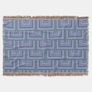 Blue-grey stripes square scales pattern throw blanket