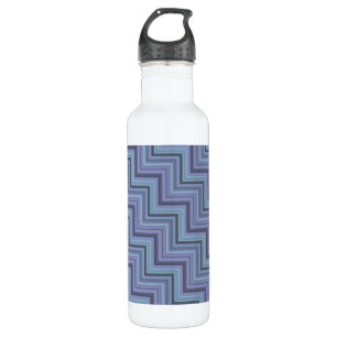 Blue-grey stripes stairs pattern 710 ml water bottle