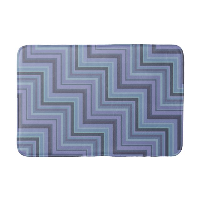 Blue-grey stripes stairs pattern bath mat (Front)