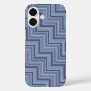Blue-grey stripes stairs pattern iPhone 16 case