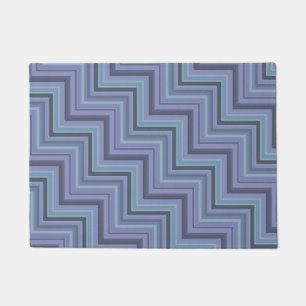 Blue-grey stripes stairs pattern doormat