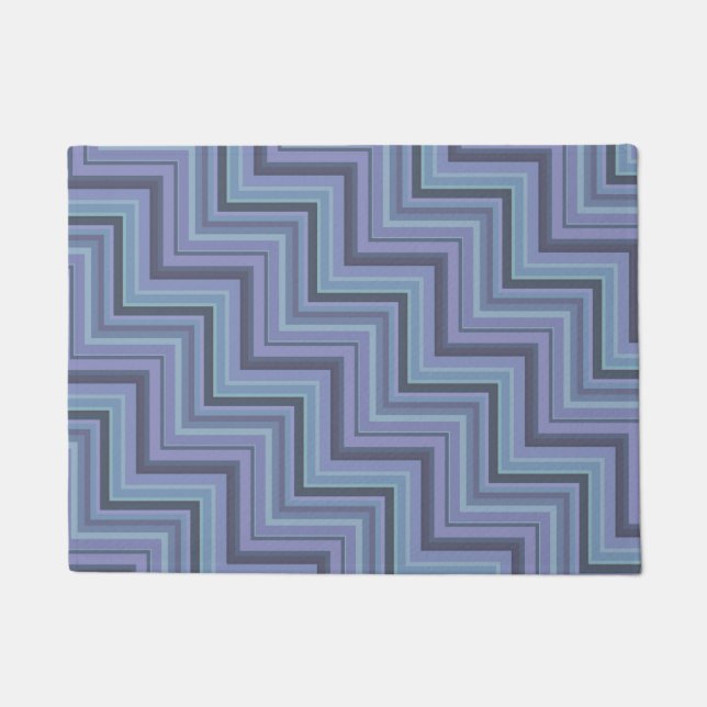 Blue-grey stripes stairs pattern doormat (Front)