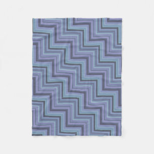 Blue-grey stripes stairs pattern fleece blanket