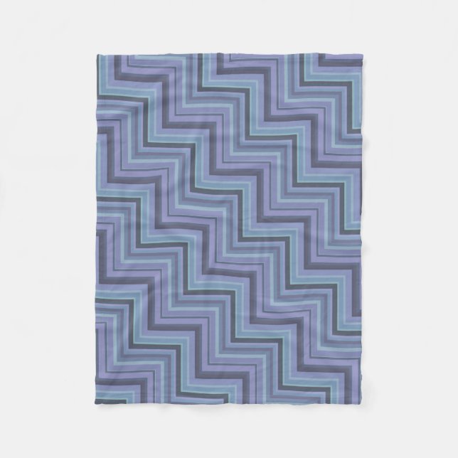 Blue-grey stripes stairs pattern fleece blanket (Front)