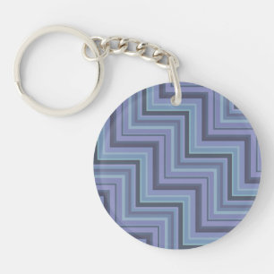 Blue-grey stripes stairs pattern key ring