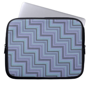 Blue-grey stripes stairs pattern laptop sleeve