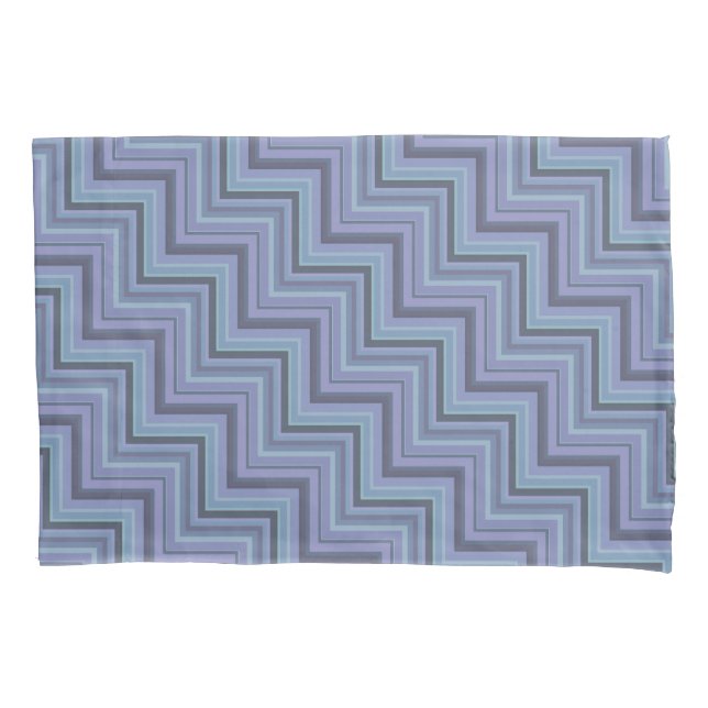 Blue-grey stripes stairs pattern pillowcase (Front)