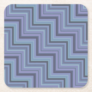 Blue-grey stripes stairs pattern square paper coaster
