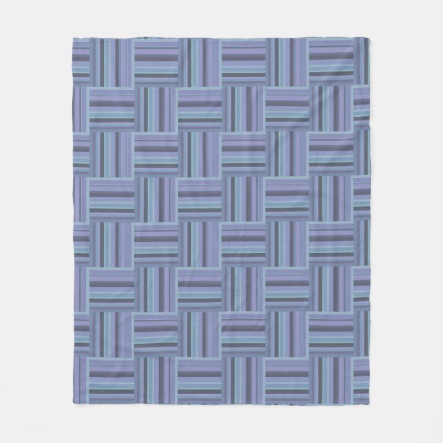 Blue-grey stripes weave pattern fleece blanket (Front)