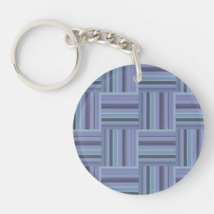 Blue-grey stripes weave pattern key ring