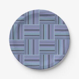 Blue-grey stripes weave pattern paper plate