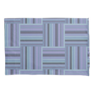 Blue-grey stripes weave pattern pillowcase