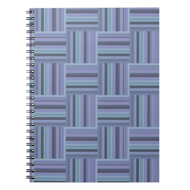 Blue-grey stripes weave pattern spiral notebook (Front)