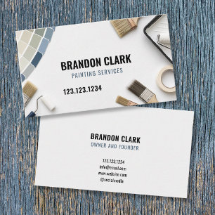 Blue Grey Swatch Fan Painter Tools Painting Business Card