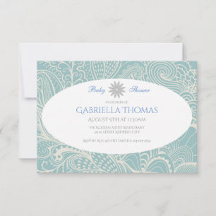 Blue/Grey Swirls - 3x5 Baby Shower Invitation